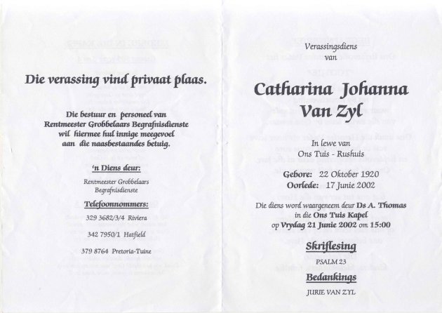 ZYL, Catharina Johanna van 1920-2002_1
