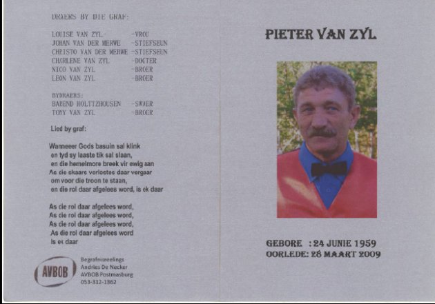 ZYL Pieter van 1959-2009