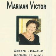 VICTOR, Mariaan 1944-2011