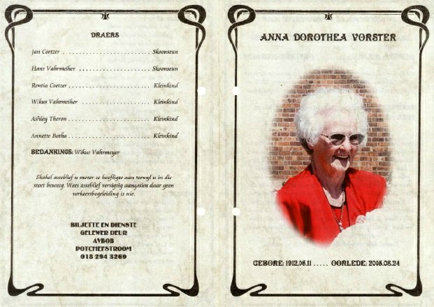 VORSTER-Anna-Dorothea-Nn-Anna-nee-DeVos-1912-2005-F_1