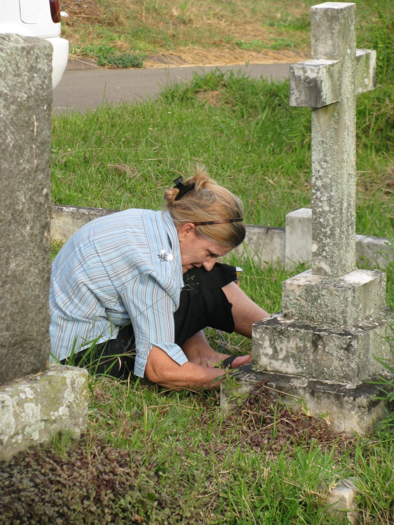 Clearing a grave